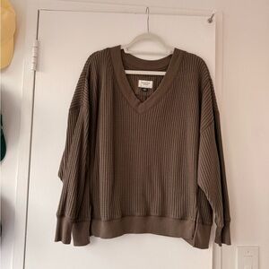 American Eagle Big Hug V-Neck Waffle Sweater